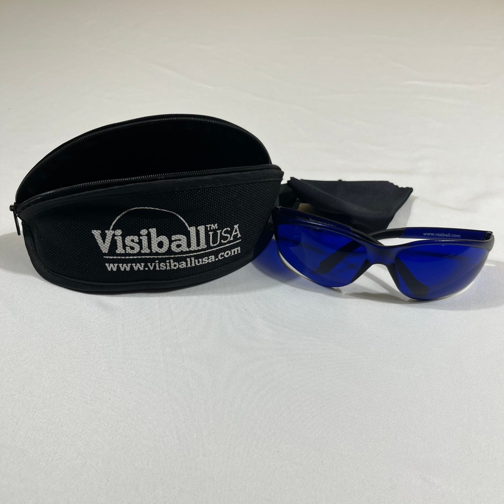 Visiball USA Golf Ball Finder Glasses Blue Black Wrap Sport Case